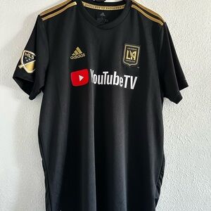 Black Adidas Soccer Jersey with Gold Accents
